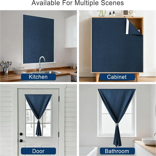 Vista 6 de Foxdecor Cortinas opacas adhesivas para dormitorio, sala de estar, 36 pulgadas de largo, sin taladro, aislamiento térmico y protección UV, cortinas