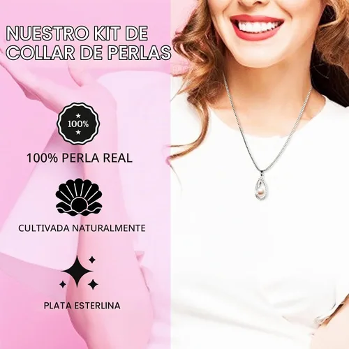 Vista 4 de Bubchen Kit de fabricación de collar de perlas preciosas, ostras con perlas en el interior, juego de regalo de collar de amor, colgante de jaula