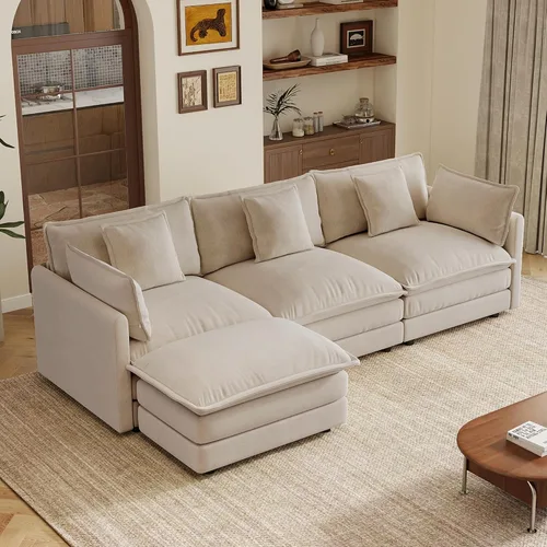 Vista 9 de mikibama Sofá modular seccional, juego de sofá en forma de L de 70.8 pulgadas para sala de estar, sofá biplaza, cómodos sofás de nube con otomana