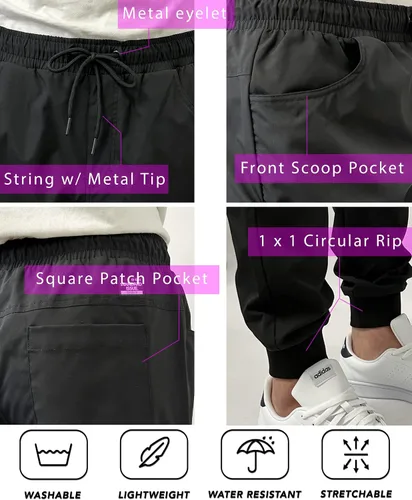 Vista 5 de Southpole Men's Basic Tech Woven Track Jogger Pants, Quick Dry, Lightweight, Stretchable