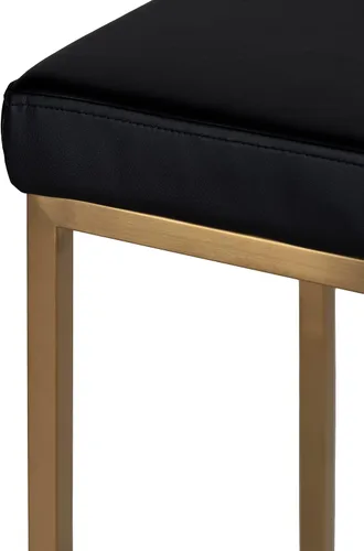 Vista 4 de Taburete cuadrado Adele en acero inoxidable dorado cepillado, Leathermatch negro
