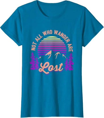 Vista 109 de Not All Who Wander Are Lost Vintage Mountains - Camiseta de senderismo, Negro, S