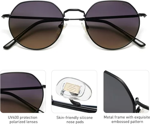 Vista 12 de SOJOS Gafas de sol polarizadas redondas de polígono para mujeres y hombres, retro, clásicas, vintage, Panto octogonales, SJ1157