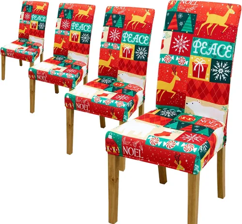 Vista 18 de Juego de 4 fundas elásticas para sillas de comedor, fundas elásticas para sillas de comedor, fundas para sillas de comedor, fundas protectoras