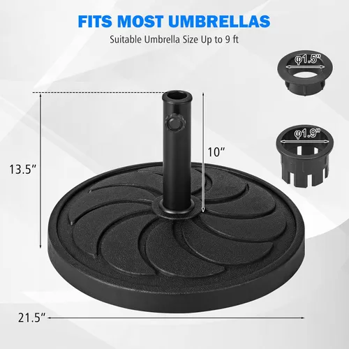 Vista 6 de Tangkula Base de sombrilla de 40 libras, sombrilla redonda resistente para exteriores, para mesa de 1.5 a 1.9 pulgadas, soporte de paraguas