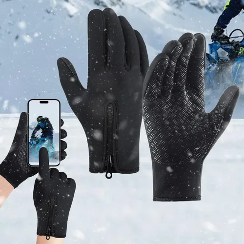 Vista 13 de Guantes de ciclismo de invierno para hombres y mujeres, impermeables, térmicos, agarre antideslizante para montar y actividades en clima frío