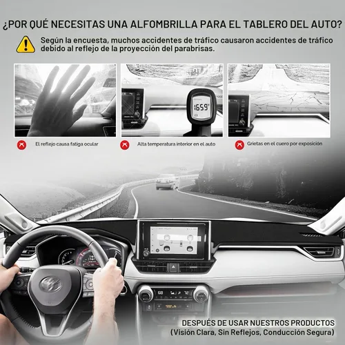 Vista 3 de Powerty Cubierta de Tablero para Toyota RAV4 2025 2024 2023 2022 2021 2020 2019 Cubierta de Tablero Alfombra Protector Solar de Terciopelo Sin HUD