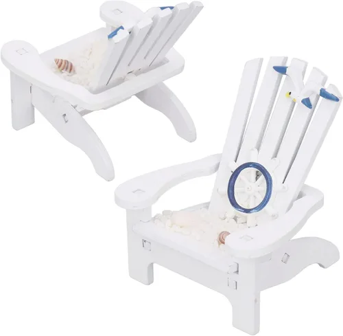 Vista 7 de Mini silla de playa, mini silla de playa de madera de estilo náutico, silla de playa resistente de pino natural para la sala de estar, baño