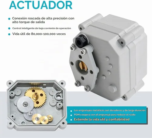 Vista 3 de BACOENG Válvula de bola motorizada de 2 vías, Válvula de bola eléctrica de 1 pulgada DN25, Válvula de agua eléctrica de acero inoxidable de 110VAC