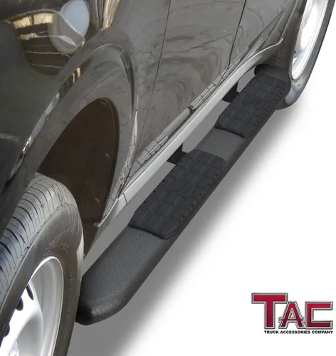 Vista 3 de TAC Estribos Laterales Running Boards Fit 2022-2025 Ford Maverick/Maverick Hybrid Truck Pickup 4.25" Oval Curvado Textura Negro Barras Laterales