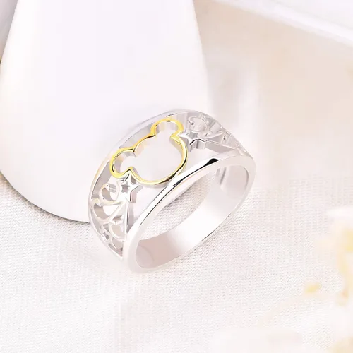 Vista 3 de JO WISDOM Anillo de Mickey Mouse chapado en plata de ley 925 y oro amarillo, Oro blanco, oro amarillo, metal