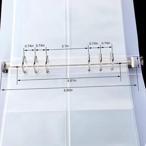 Vista 7 de 30 bolsillos transparentes 4/2/1 para 6 anillas A5, fundas para tarjetas, protector de páginas, tarjetas fotográficas, documentos, bolsa de tarjetas