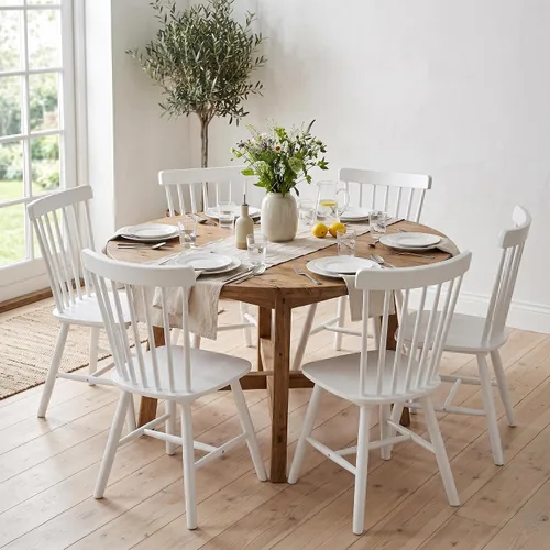 Vista 10 de Juego de 4 sillas de comedor Windsor, sillas de cocina de estilo granja con respaldo de vástago, sillas laterales de madera maciza sin brazos