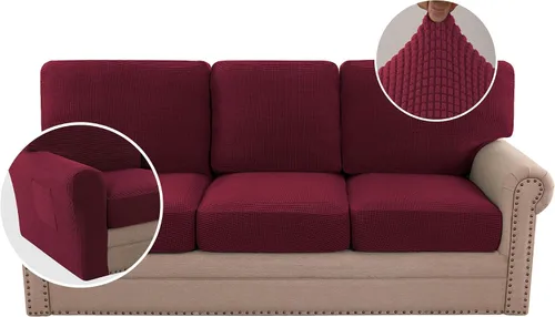 Vista 34 de H.VERSAILTEX Fundas elásticas para sillas de varias piezas, fundas para cojines ajustables para asiento y respaldo