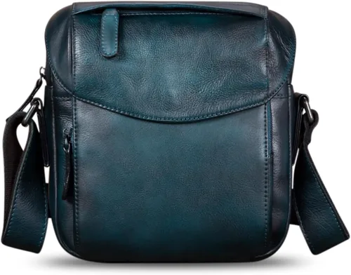 Vista 2 de IVTG Bolso de mensajero de cuero genuino para hombre, bolso de hombro cruzado, bolso casual para el trabajo, negocios, diario