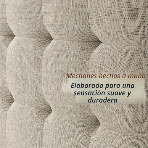 Vista 5 de Jocisland - Base de cama matrimonial de madera maciza, cabecera tapizada de 50 pulgadas de alto, color gris ceniza