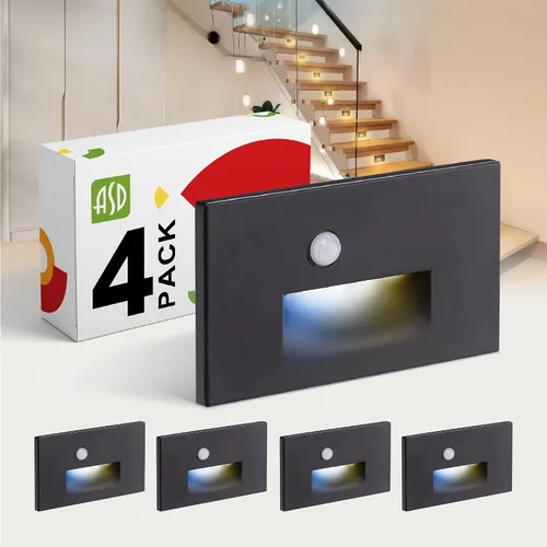 Vista 11 de ASD Lámpara LED Empotrada para Escalones, Iluminación de Peldaños para Escaleras de Exterior e Interior 3CCT, Regulable, Impermeable, Listado ETL