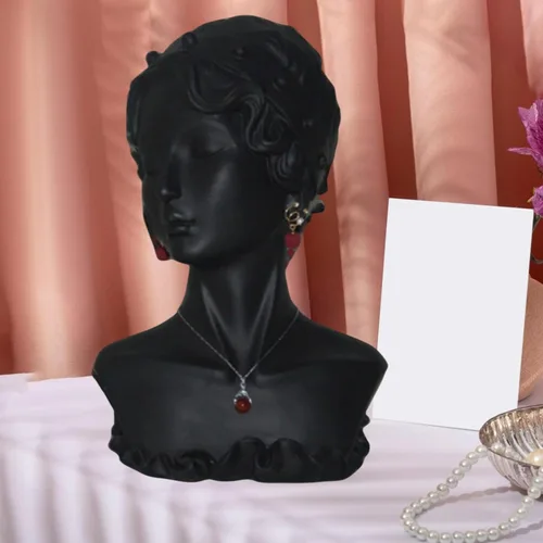 Vista 3 de Soporte de maniquí de exhibición de joyas, soporte portátil para aretes de cabeza de maniquí femenino, estante para collares, joyas, mesa