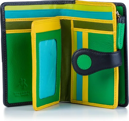 Vista 3 de Visconti P1 Saturn - Cartera grande de piel suave con lunares, Lily Pad, Billetera plegable