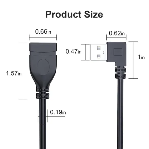 Vista 7 de Oxsubor SuperSpeed - Cable de datos USB 3.0 macho a hembra, ángulo izquierdo y recto, 2 unidades (7.9 in, 8 pulgadas)