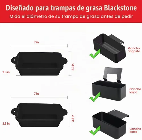 Vista 2 de Paquete de 2 Forros de Silicona para Tazas de Grasa Blackstone para Plancha de 36 28 22 17 Pulgadas, Forro Reutilizable para Bandeja de Grasa