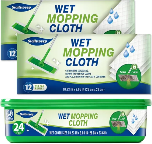 Vista 7 de 36 unidades de repuesto de almohadillas húmedas resistentes compatibles con trapeador Swiffer, paños desechables para limpieza de suelos