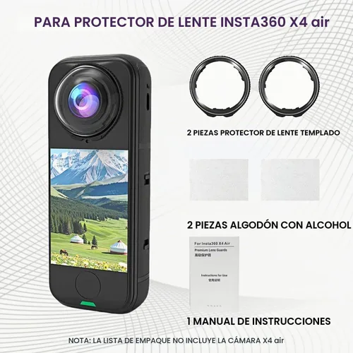 Vista 7 de Insta 360 X4 Air Premium - Protectores de lente de vidrio templado para accesorios de aire Insta360 X4 (vidrio óptico)