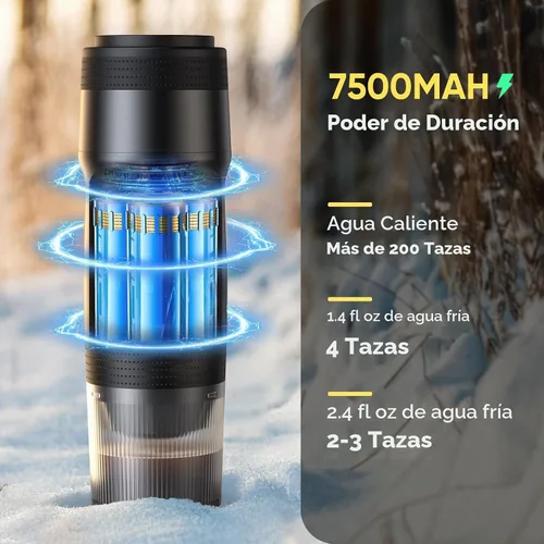 Vista 6 de Máquina de café espresso eléctrica portátil, cafetera autocalentable para automóvil con USB-DC, cafetera de viaje para camping, compatible