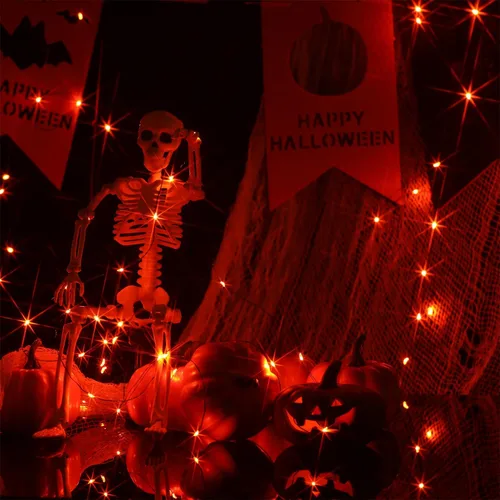 Vista 3 de Beingreat - Guirnalda de luces USB enchufables, paquete de 2 mini luces LED de 33 pies, cable negro con 8 modos para Halloween, Navidad, Pascua