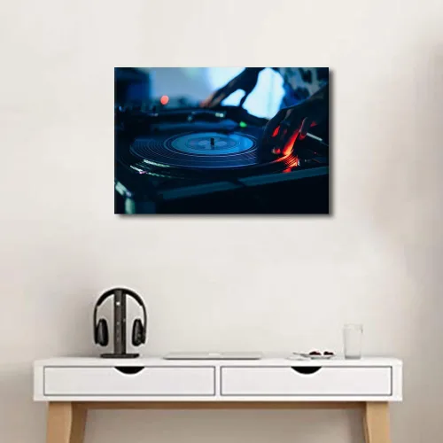 Vista 2 de Lienzo decorativo para pared, diseño de DJ Music Mixes the Track HD impreso en pinturas, 1 pieza de imágenes abstractas para sala de estar, obra