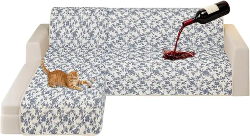 Vista 16 de ALIECOM Fundas para sofá modular, 100% impermeables, en forma de L, lavables, 2 piezas, fundas seccionales impresas con diván, protector de muebles