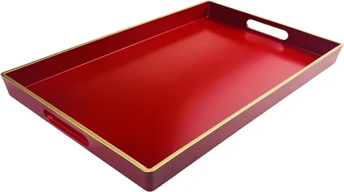 Vista 15 de Bandeja decorativa azul para mesa de café, bandeja de servir redonda de plástico con cuentas para encimera de cocina, otomana, sala de estar, (13")