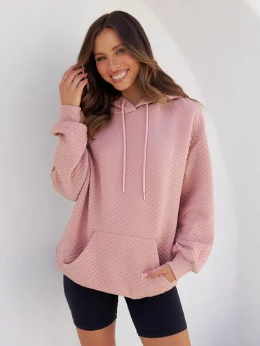 Vista 4 de MEROKEETY Sudadera acolchada de gran tamaño para mujer, de manga larga, con cordón y bolsillo