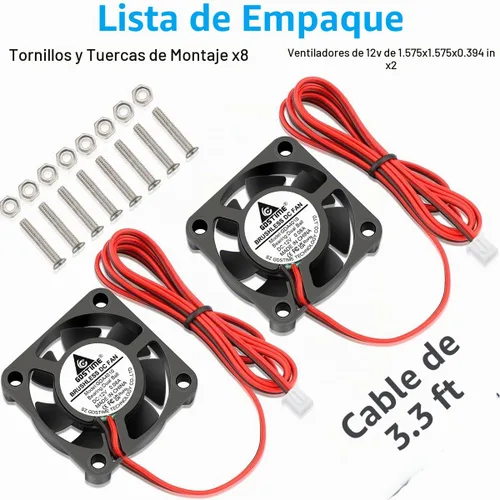 Vista 7 de GDSTIME Ventilador 4010 12 V 1.575 in x 0.394 in 2 pines doble bola DC sin