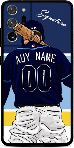 Vista 20 de Funda de béisbol personalizada con nombre y número para Samsung Galaxy Note 20/20 Ultra 10 Pro Note 9 8, silicona líquida con protección de cámara