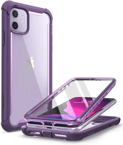Vista 9 de i-Blason Ares - Funda para iPhone 11 de 6.1 pulgadas (versión 2019), funda transparente resistente de doble capa con protector de pantalla integrado