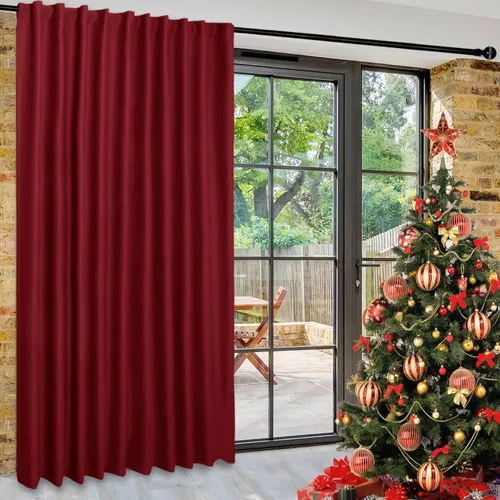 Vista 85 de DWCN Cortina opaca divisora de privacidad para puerta corrediza de patio, cortinas térmicas extra anchas con pestaña trasera y bolsillo para barra