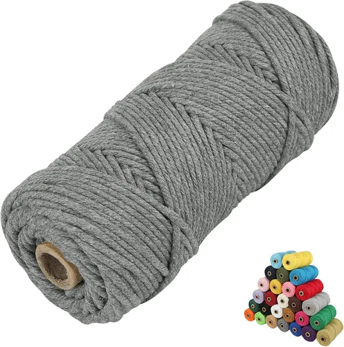 Vista 65 de Cordón de algodón para macramé, hilo torcido de 4 capas, cuerda de algodón natural, suministros perfectos de macramé, para hacer soportes colgantes