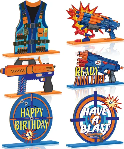 Vista 8 de 6 piezas de decoración de mesa de baloncesto para fiesta de cumpleaños de baloncesto, adornos de madera, centros de mesa para cumpleaños, baby shower