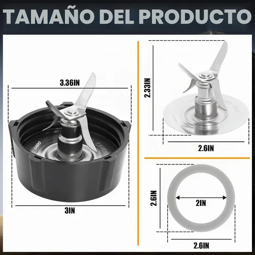 Vista 2 de Cuchilla de licuadora para osterizador Oster con junta de anillo de sellado 4902 Kit de tarro Kit de pasador de acoplamiento inferior de tarro