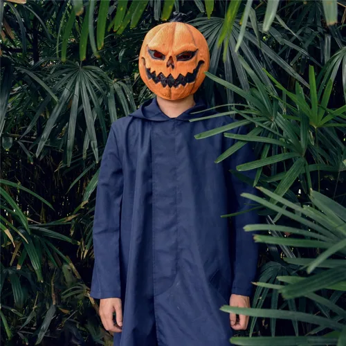 Vista 6 de Voyiparty Máscara de calabaza aterradora de Halloween decoraciones para adultos accesorios de fiesta máscara de látex y calabaza regalos de Halloween