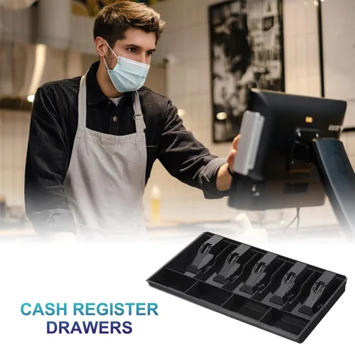 Vista 4 de PATIKIL Bandeja de dinero para caja registradora, bandeja de inserción de cajón, organizador portátil de caja de almacenamiento de dinero con clip
