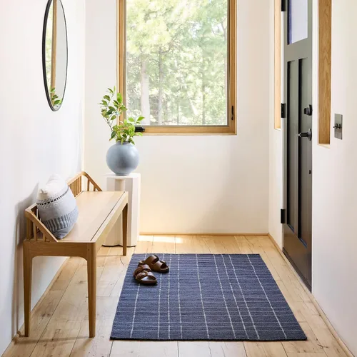 Vista 12 de Rugs USA Alfombra de lana con bloques de color azul Jay de 5 x 8 pulgadas, alto tráfico para sala de estar, dormitorio, oficina, entrada, pasillo