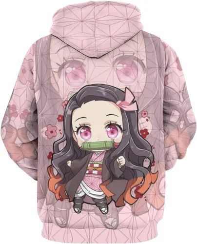 Vista 2 de Tinwyde Sudaderas con capucha de anime para hombremujer con estampado 3D unisex novedad manga larga sin botones talla L