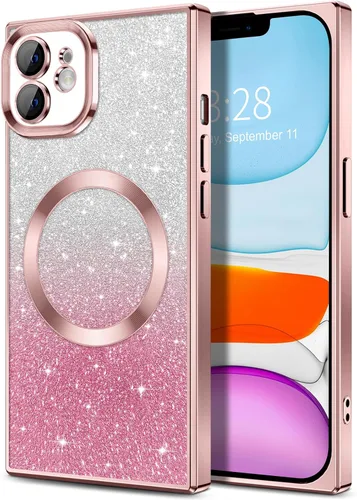 Vista 47 de Hython Funda para iPhone 13 Pro transparente con purpurina magnética [compatible con MagSafe] Protector completo de lente de cámara delgado