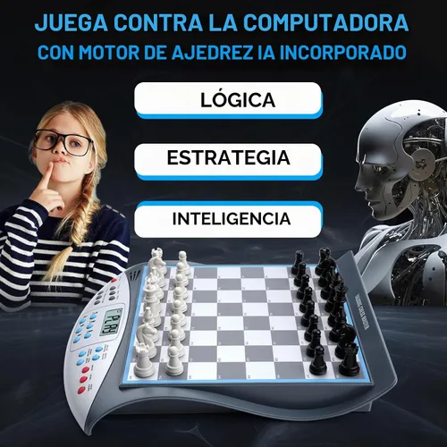 Vista 4 de Juego de ajedrez electrónico con sistema de enseñanza de voz, juego de ajedrez magnético para computadora, gran socio para principiantes y jugadores