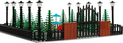 Vista 6 de Bloques de construcción de parques, accesorios para fuentes, juego de calles, kit de ladrillos de construcción, juego de construcción de bricolaje