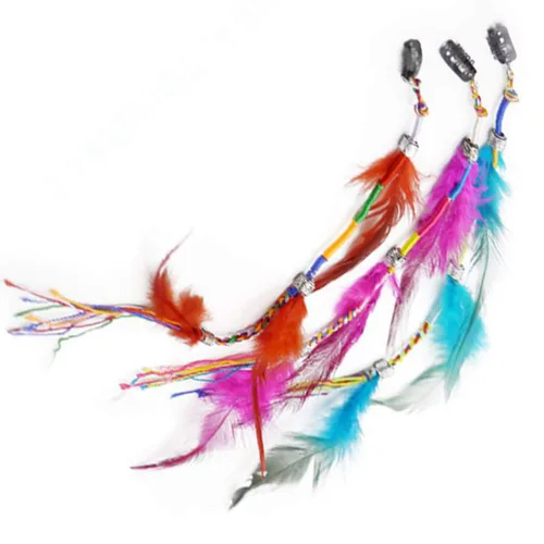Vista 3 de 6 piezas de clip de plumas para el cabello, hecho a mano, bohemio, hippie, clip de plumas, accesorios para el cabello de Halloween, accesorios