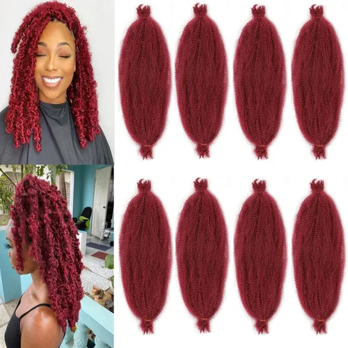 Vista 67 de Cabello de Envoltura Pre-Esponjado de 8 Pulgadas, 3 Paquetes, Cabello Afro Twist Pre-Separado Elástico para Locs, Cabello Afro Twist Negro Natural