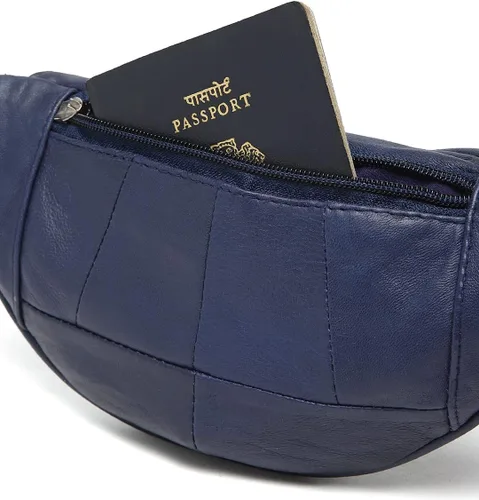 Vista 9 de Liberty Leather Riñonera de piel de napa de oveja auténtica, con múltiples bolsillos para hombres y mujeres, para uso al aire libre y viajes, correa